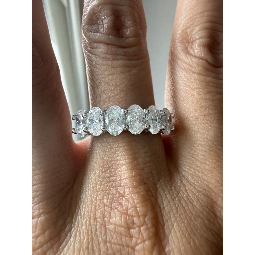 3 CT Oval-Cut Moissanite 7-Stone Ring – Size 9